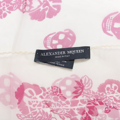 Alexander McQueen Silk Chiffon Skull Scarf Pink 2 of 3