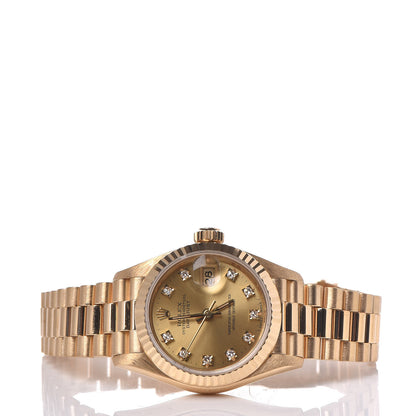 Rolex 18K Yellow Gold Diamond 26mm Datejust President Watch Champagne 69178 3 of 8