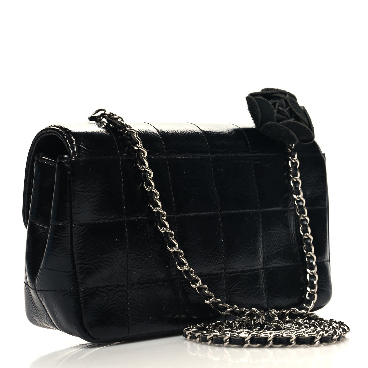 Chanel Distress Patent Quilted Mini Chocolate Bar Flap Black 3 of 10