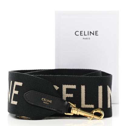 Celine Jacquard Wool Logo Short Strap Black Beige 7 of 7