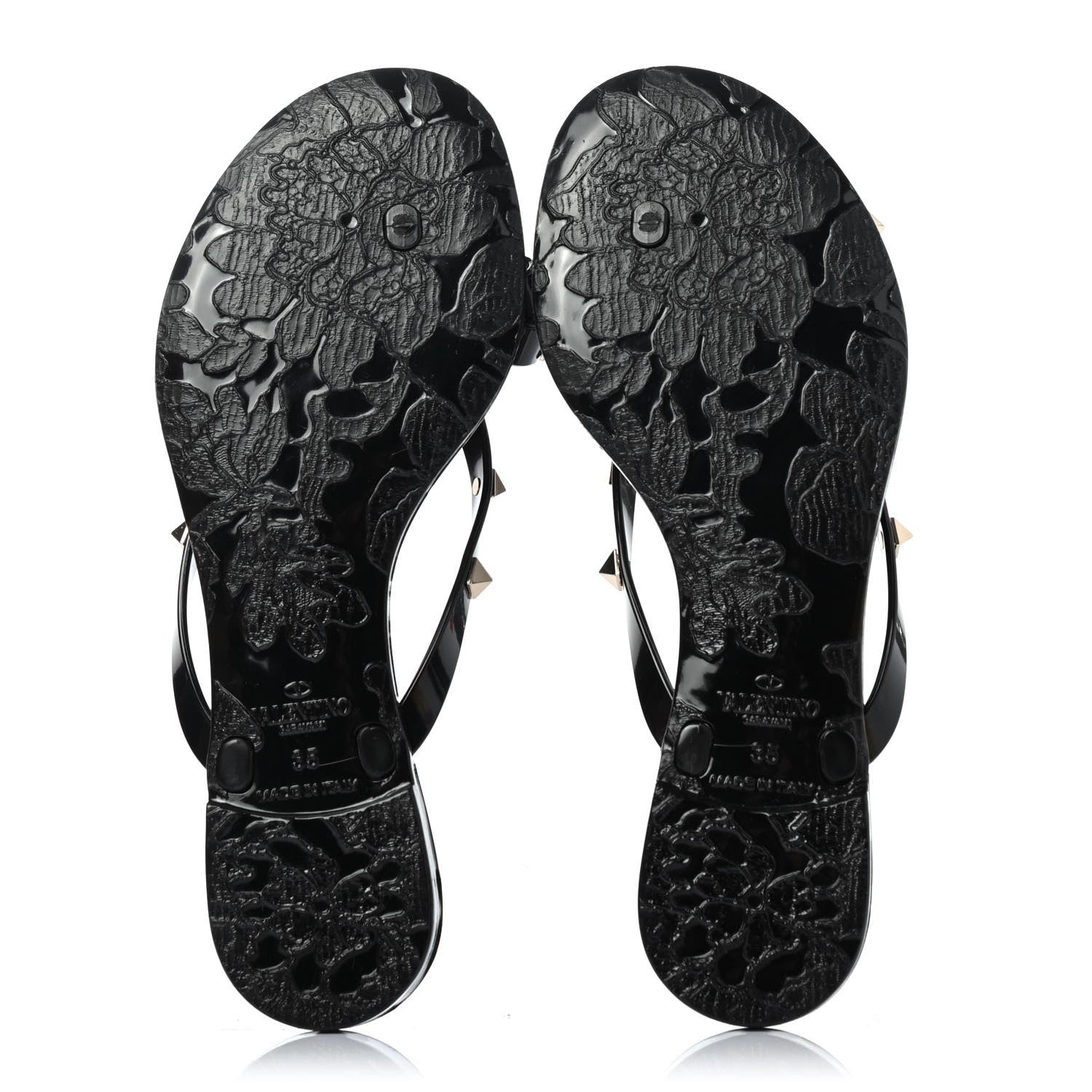 Valentino Garavani PVC Jelly Rockstud Bow Thong Sandals 35 Black 4 of 4