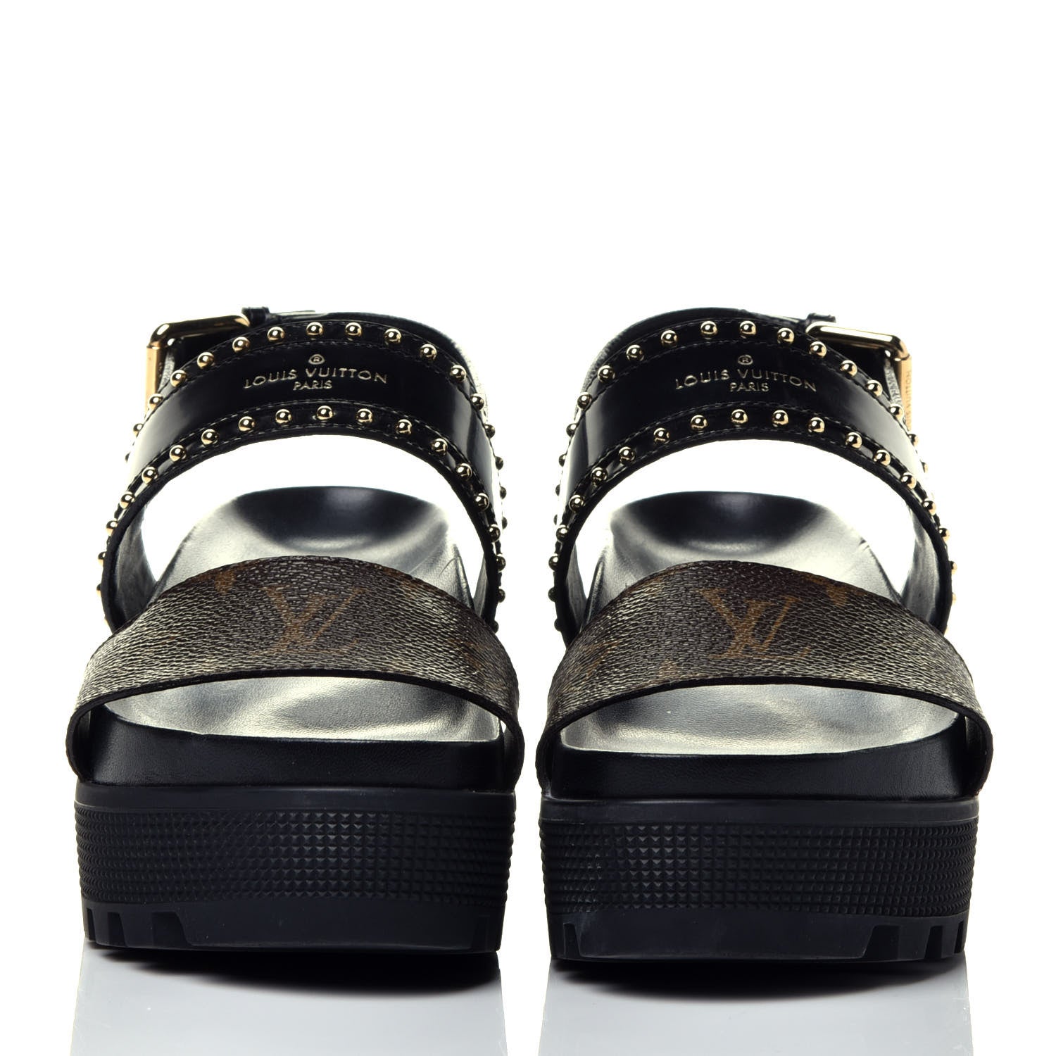 Louis Vuitton Calfskin Monogram Laureate Platform Sandals 36 Black 2 of 10