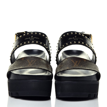 Louis Vuitton Calfskin Monogram Laureate Platform Sandals 36 Black 2 of 10