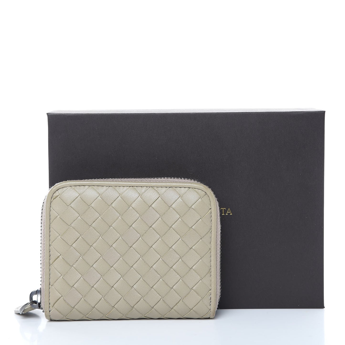 Nappa Intrecciato Zip Around Coin Purse Fume