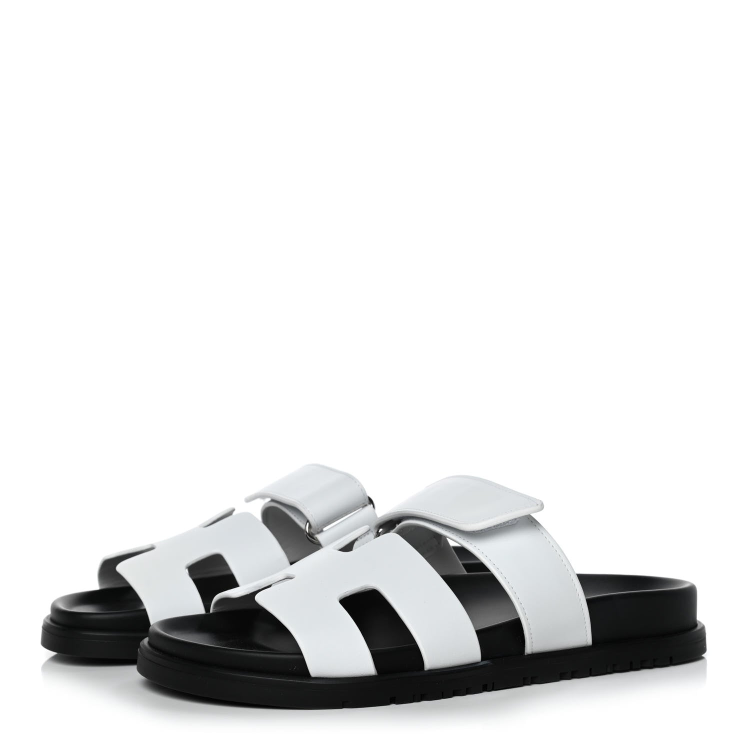 Hermes Calfskin Womens Chypre Sandals 37 White 3 of 10