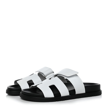 Hermes Calfskin Womens Chypre Sandals 37 White 3 of 10