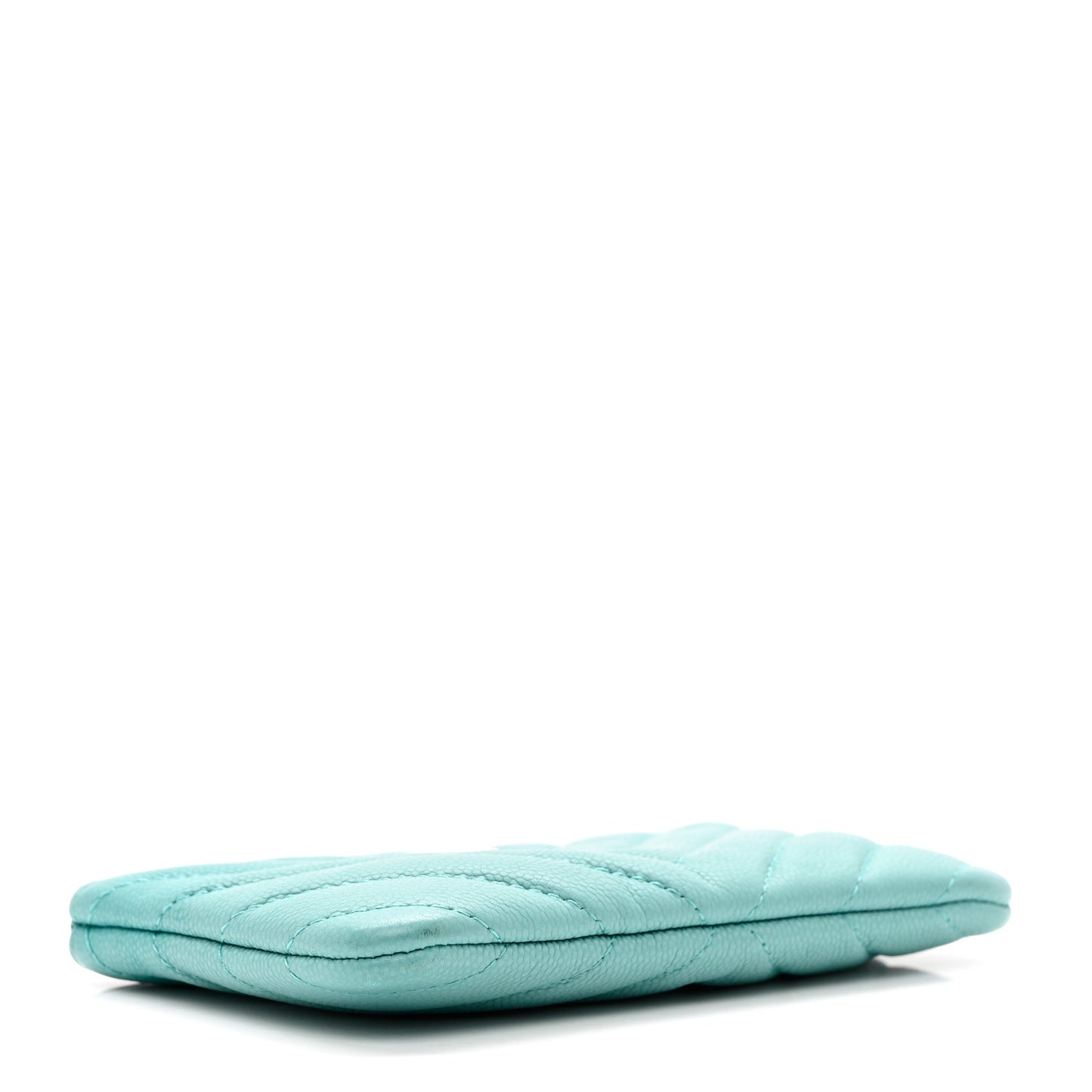 Caviar Chevron Quilted Small Cosmetic Case Light Blue