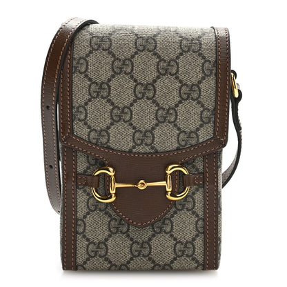 Gucci GG Supreme Monogram Mini Horsebit 1955 Crossbody Bag Beige Brown Sugar 1 of 11
