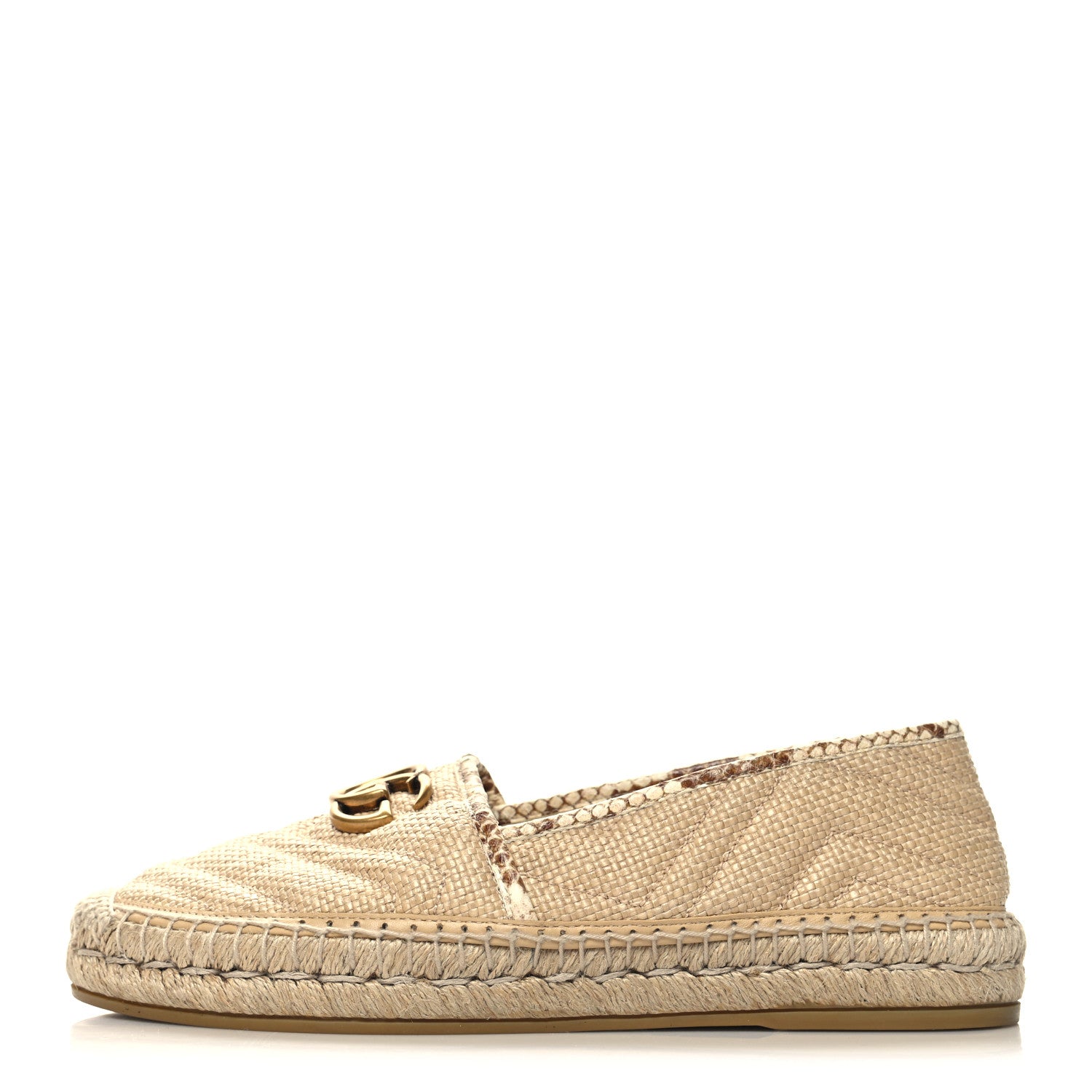 Gucci Straw Elaphe Matelasse GG Marmont Espadrilles 39 Natural Cream Brown 1 of 8