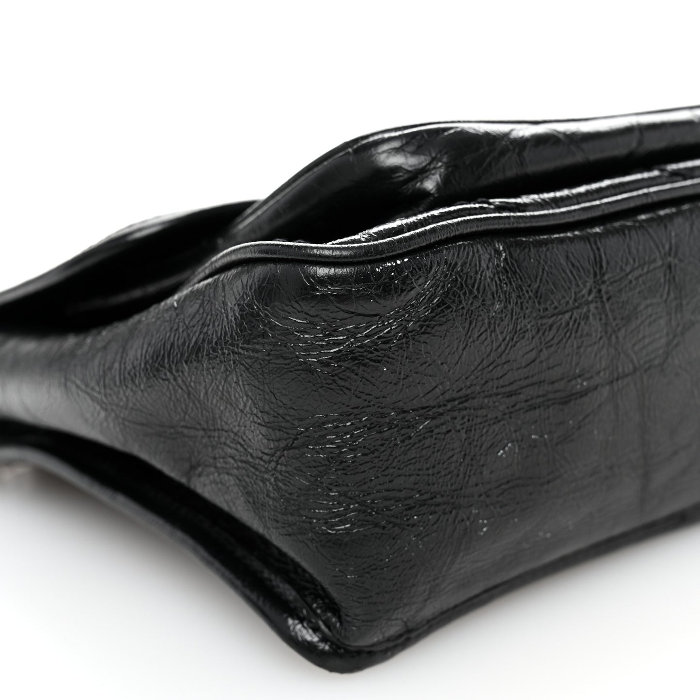 Crinkled Calfskin Matelasse Monogram Medium Niki Chain Satchel Black