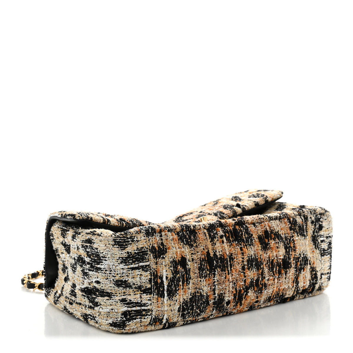 Chanel Tweed Mixed Fibers Leopard Print Small Souplissimo Maxi Flap Brown Black White 4 of 11