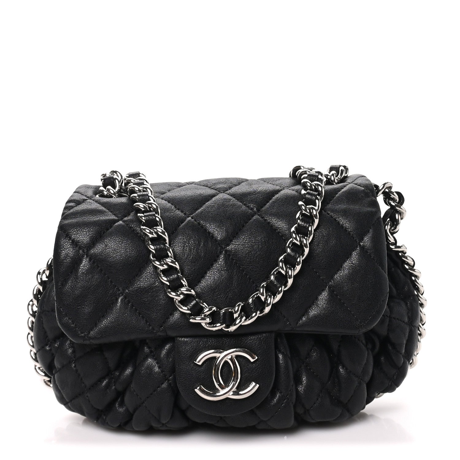 Chanel Washed Lambskin Quilted Mini Chain Around Messenger Black 1 of 10
