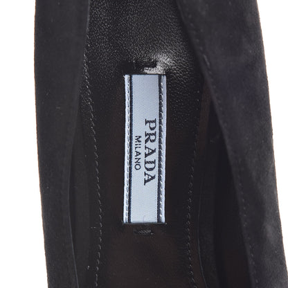 Prada Suede Button Flats 37.5 Black Petunia 9 of 10