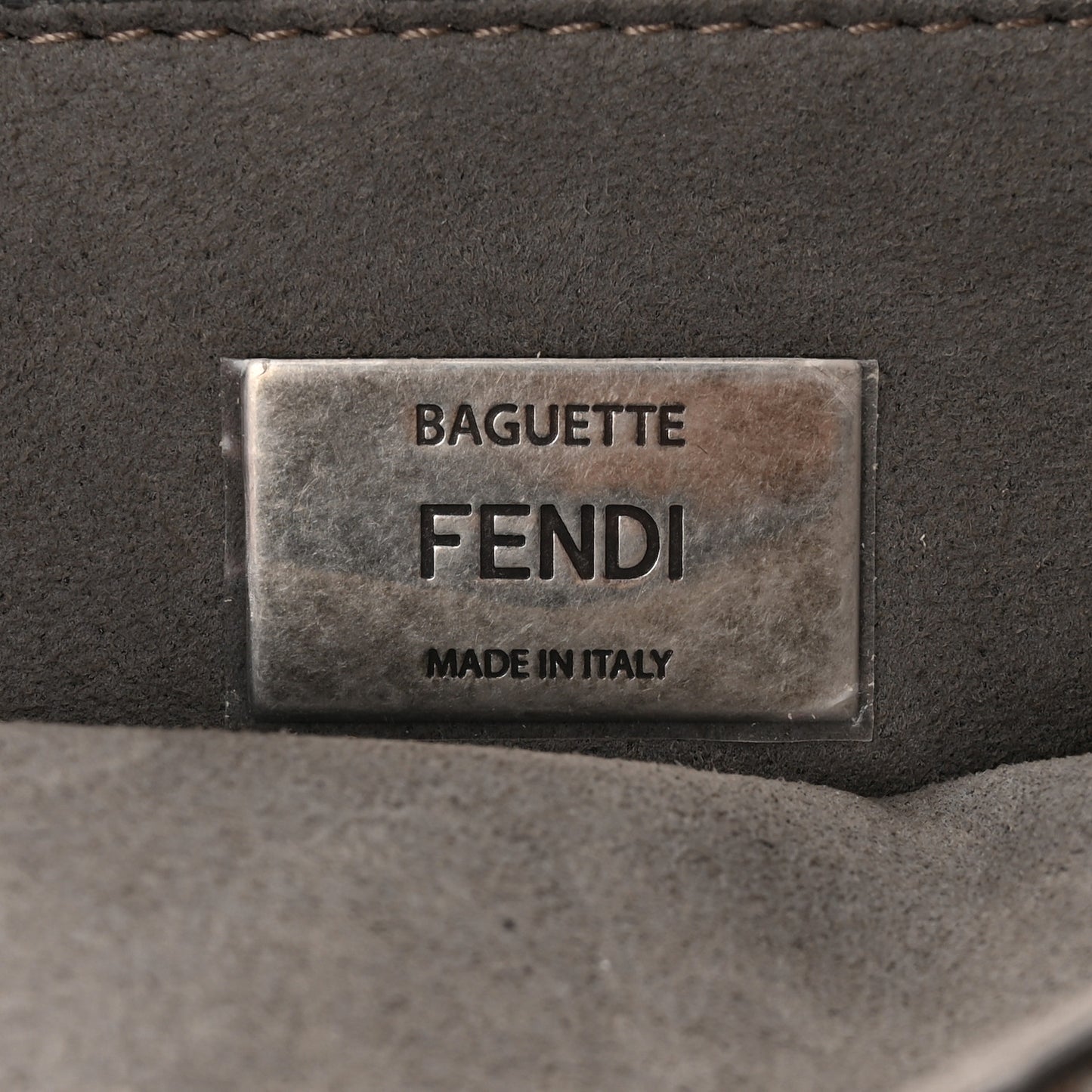 Chenille Vitello Seta FF Midi Chain Baguette Anthracite Asfalto