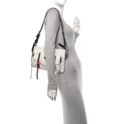 Prada Nylon New Vela Studded Messenger White Fuoco 2 of 9