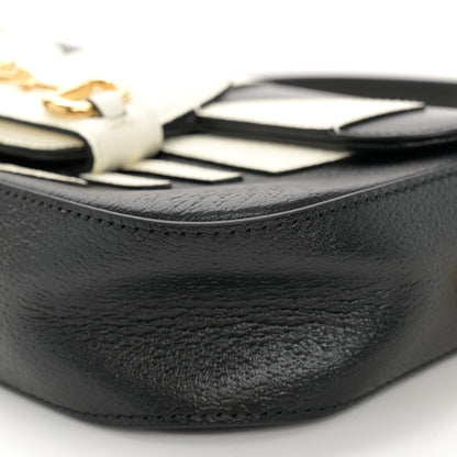Gucci X ADIDAS Textured Dollar Calfskin Web Small Trefoil Horsebit 1955 Shoulder Bag Black Off White 11 of 11
