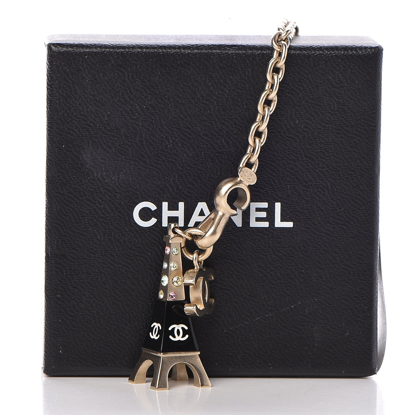 Crystal CC Eiffel Tower Bag Charm Gold