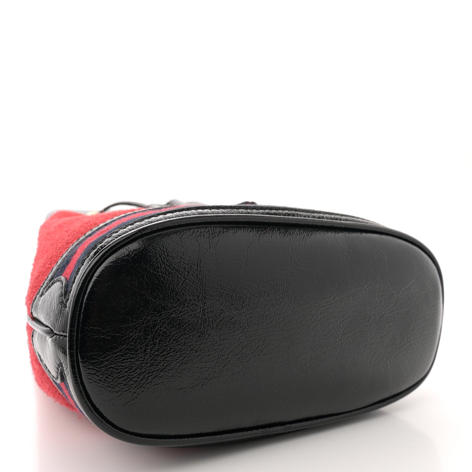 Gucci Suede Patent Web Small Ophidia Bucket Bag Hibiscus Red Black 4 of 13