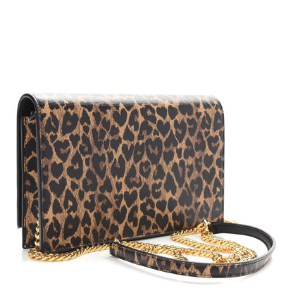 Saint Laurent Calfskin Heart Leopard Print Classic Monogram Kate Tassel Satchel Toffee 3 of 8