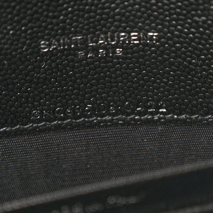 Saint Laurent Grain De Poudre Matelasse Chevron Monogram Envelope Chain Wallet Black 6 of 11