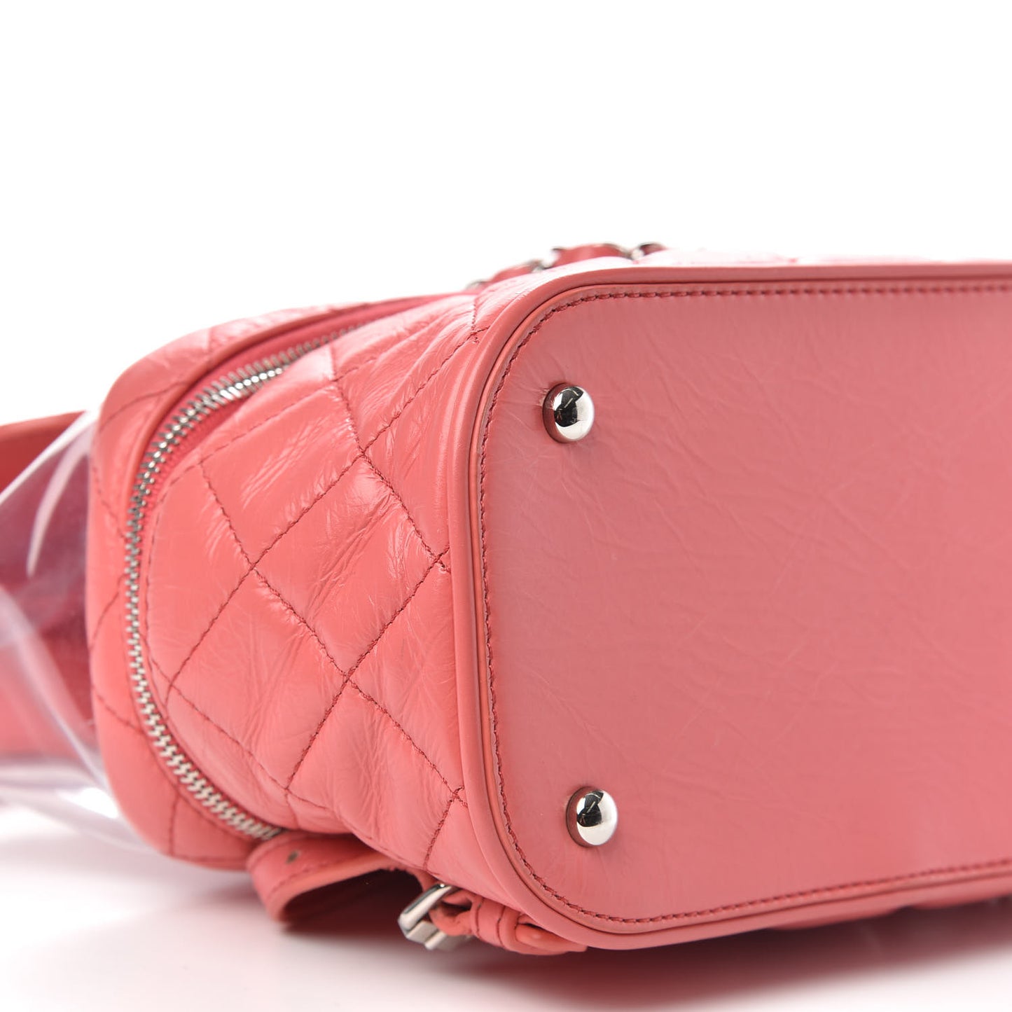 Crumpled Calfskin PVC Quilted Backpack Pink