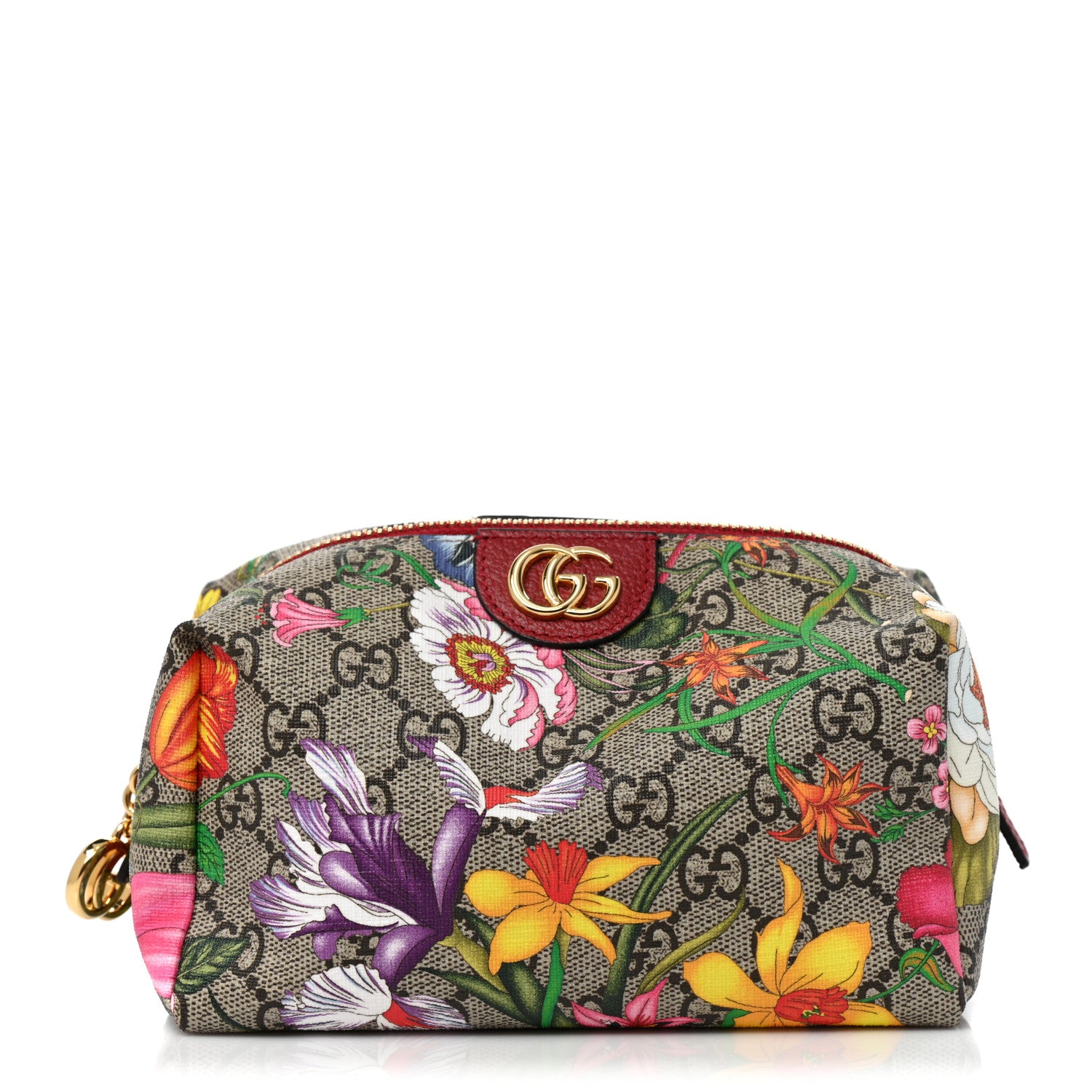 Gucci Soft GG Supreme Monogram Flora Calfskin Medium Ophidia Cosmetic Case Beige Ebony Multicolor Rosso 1 of 8