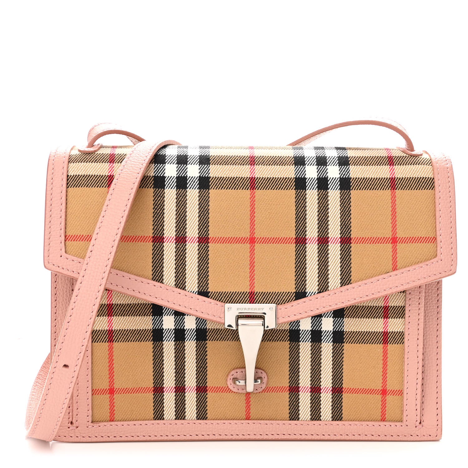 Burberry Grainy Calfskin Vintage Check Small Macken Crossbody Bag Ash Rose 1 of 10