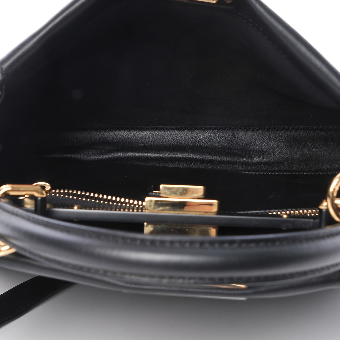 Vitello Seta Shiny Nappa Medium Peekaboo Iconic Satchel Black