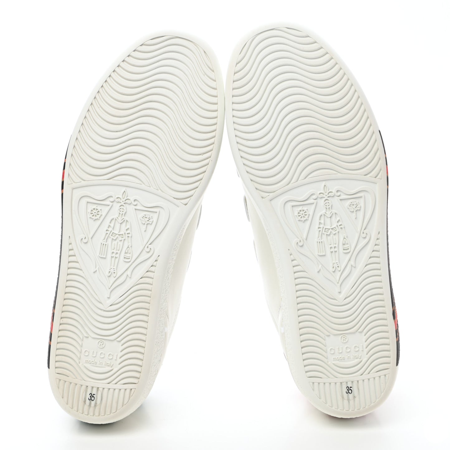 Miro Soft Calfskin Interlocking G Womens New Ace Sneakers 35 White Red Flame Green