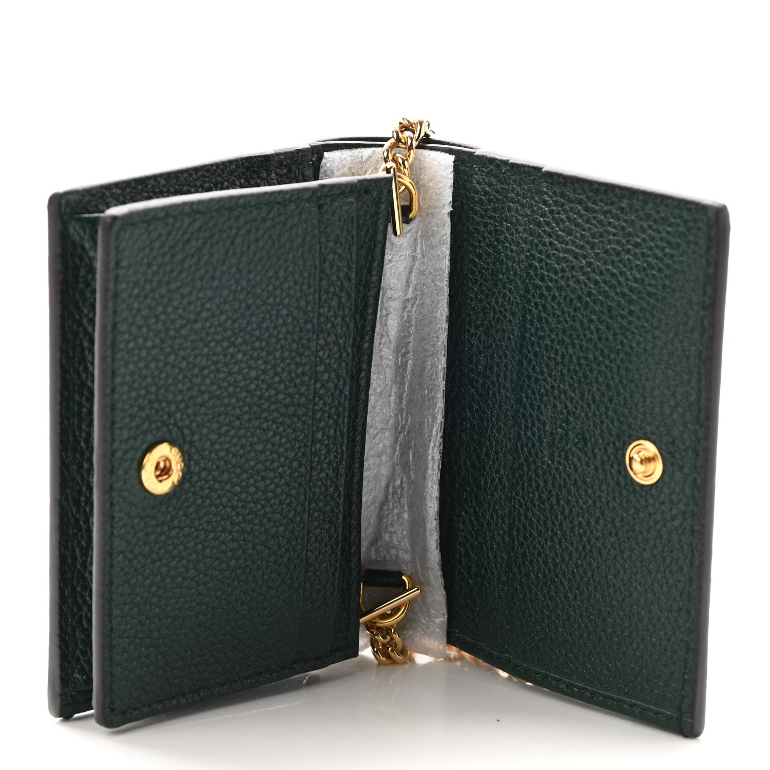 Gucci Grainy Calfskin Zumi Chain Card Case Wallet Vintage Green 5 of 7