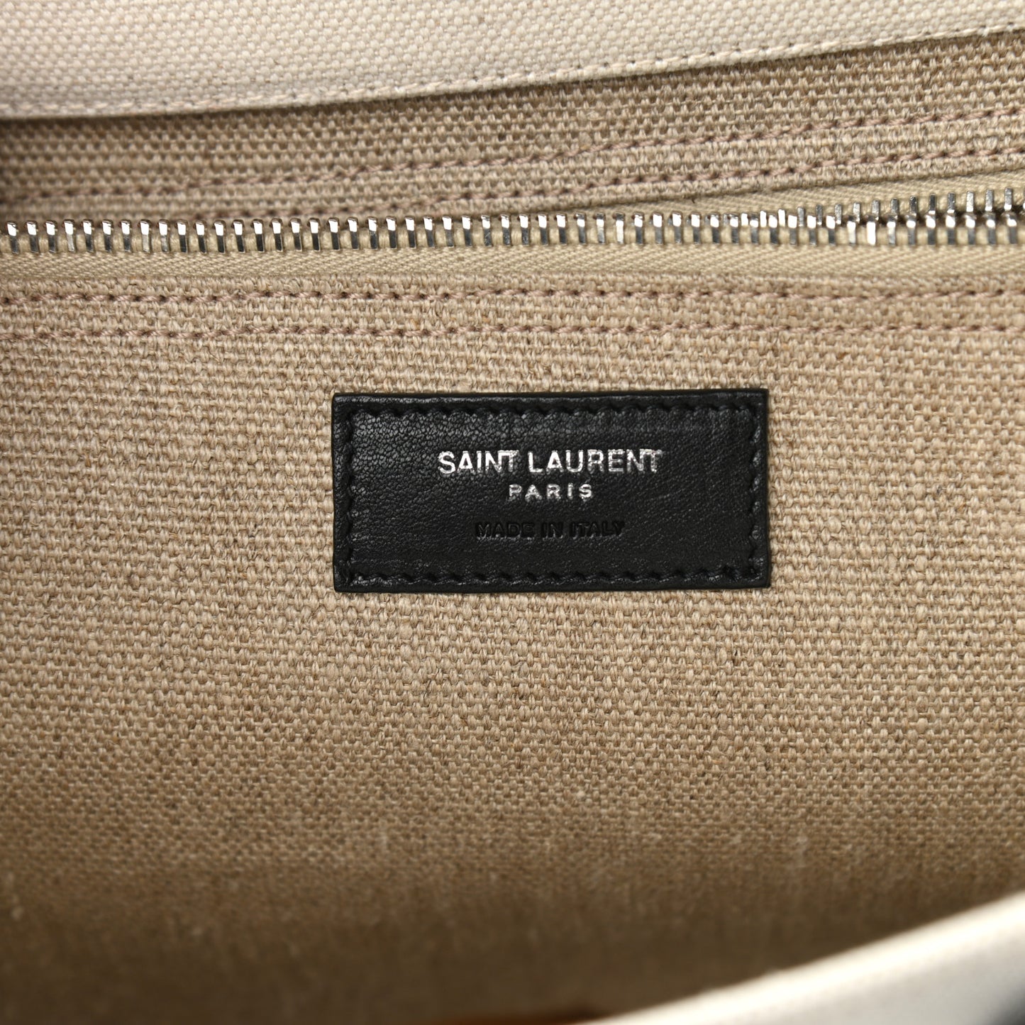 Linen Calfskin Small Rive Gauche Tote Greggio Natural