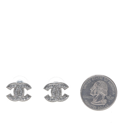 Chanel Crystal Mini Timeless CC Earrings Silver 2 of 5