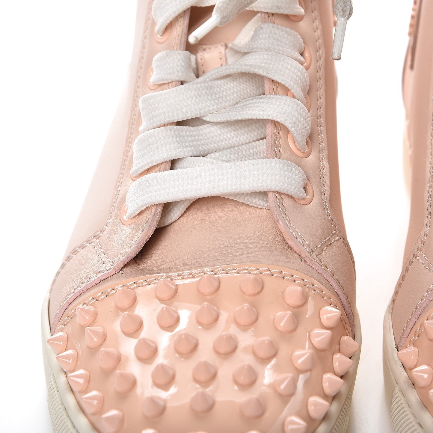 Patent Calfskin Lou Spikes Flat Sneakers 38 Poudre