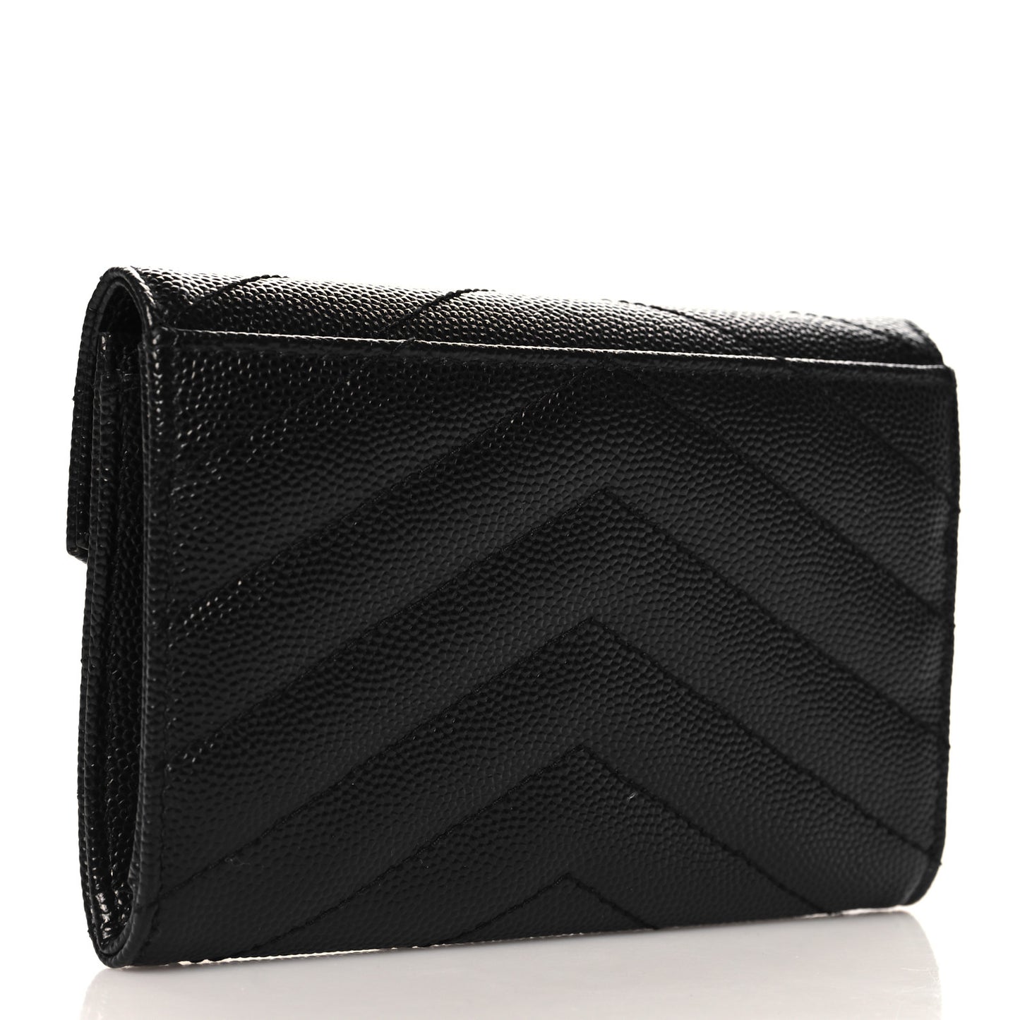 Grain De Poudre Matelasse Chevron Small Monogram Envelope Wallet Black