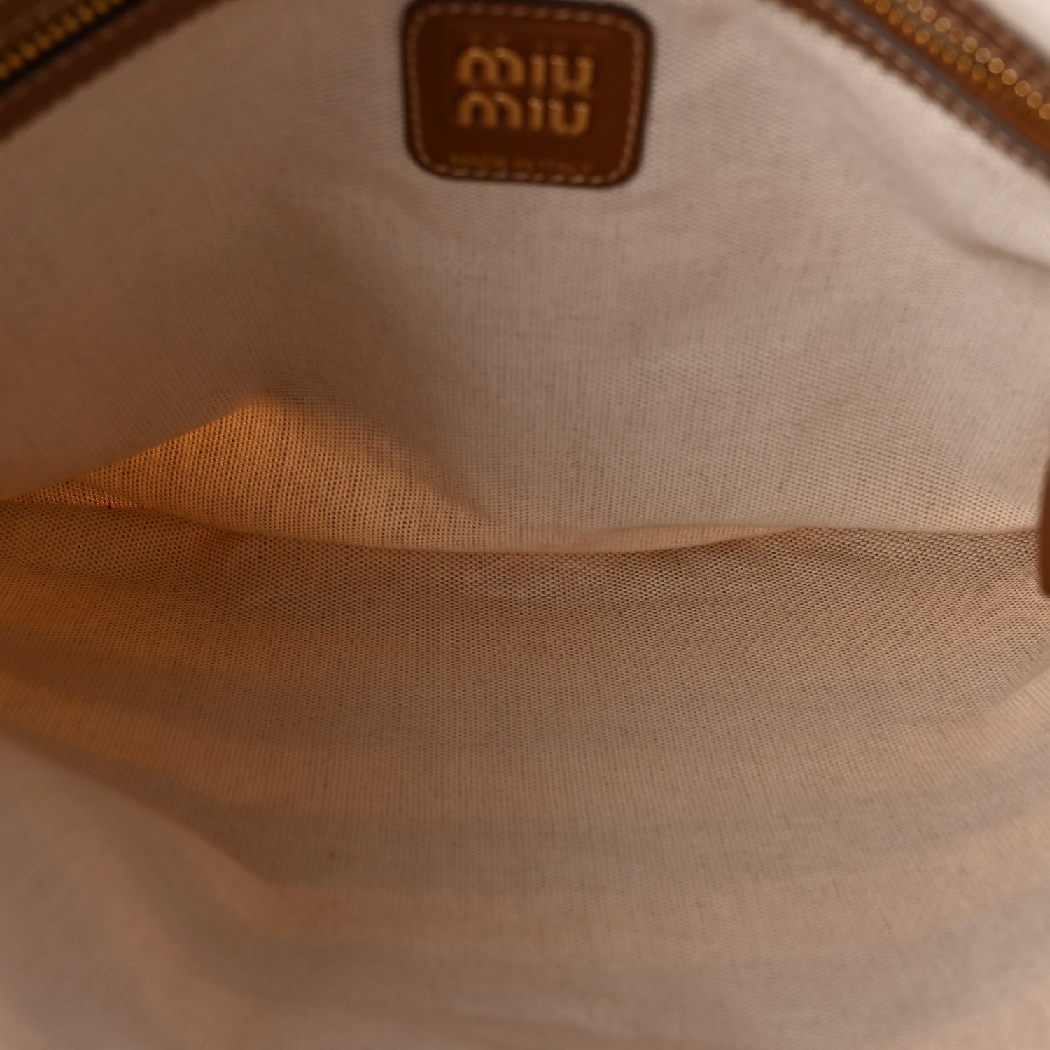 Miu Miu Canvas Calfskin Striped Ivy  Cacao Naturale 5 of 9