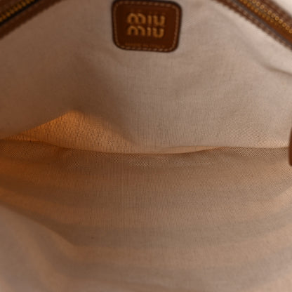 Miu Miu Canvas Calfskin Striped Ivy  Cacao Naturale 5 of 9
