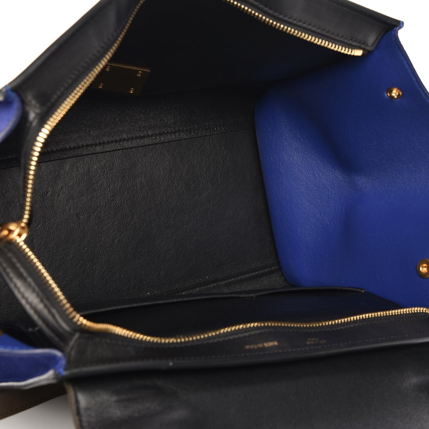 Smooth Calfskin Suede Small Tri-Color Trapeze Indigo