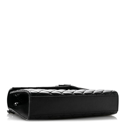 Saint Laurent Grain De Poudre Textured Mixed Matelasse Triquilt Medium Monogram Monochrome Satchel Black 4 of 13