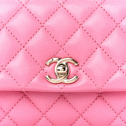 Chanel Caviar Quilted Lizard Embossed Extra Mini Coco Handle Flap Pink 9 of 11