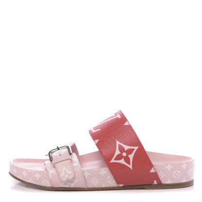 Louis Vuitton Monogram Giant Bom Dia Flat Mule Sandals 36 Rouge Rose 1 of 13