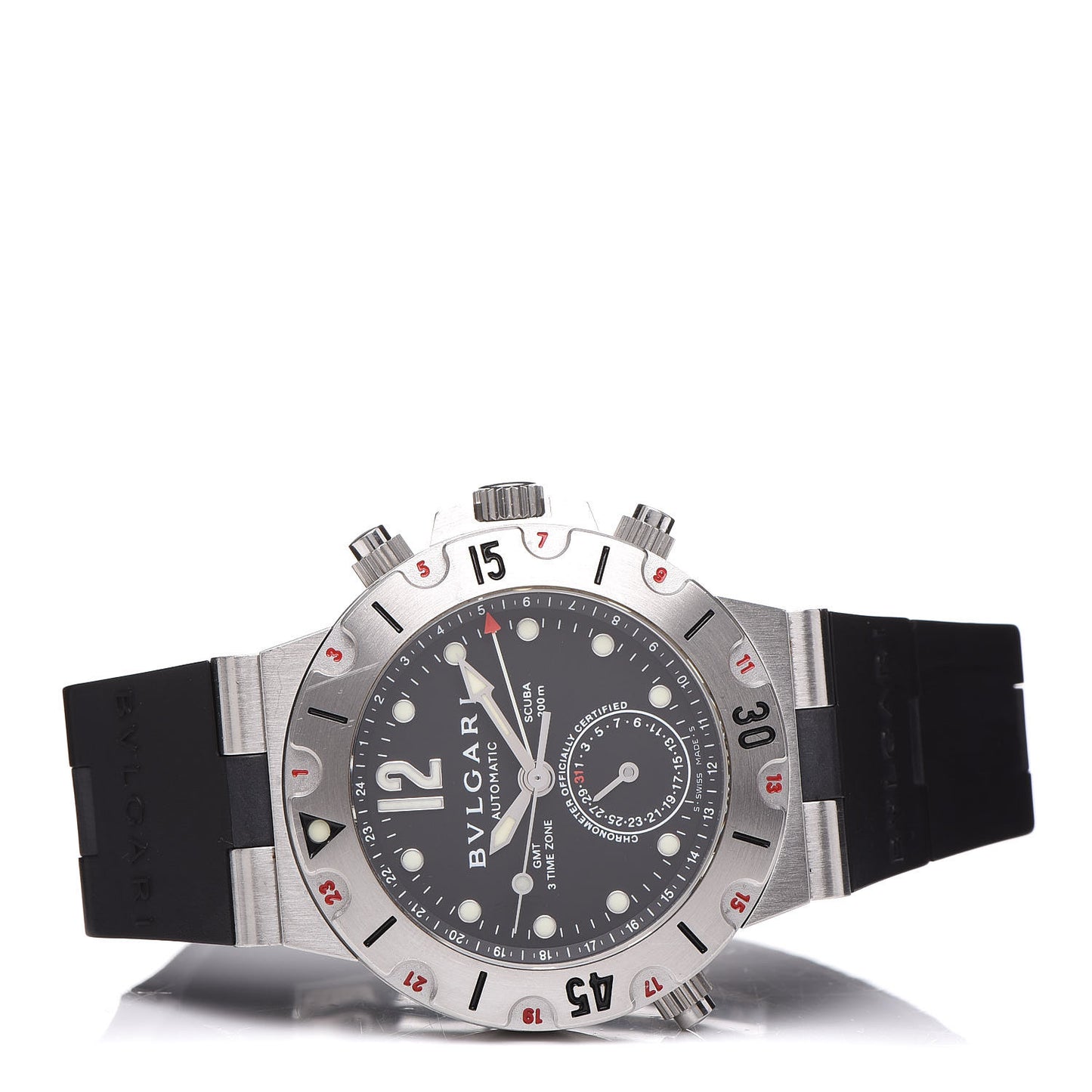 Stainless Steel Rubber 38mm Diagono Scuba GMT Automatic Watch Black