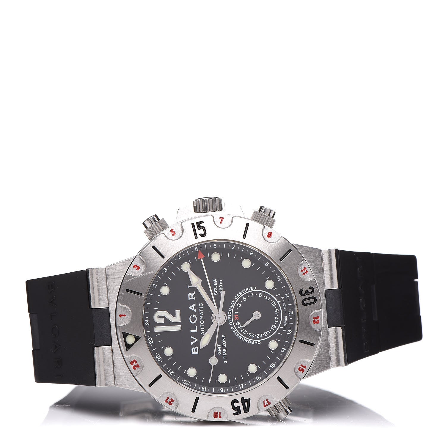 Bulgari Stainless Steel Rubber 38mm Diagono Scuba GMT Automatic Watch Black 3 of 6