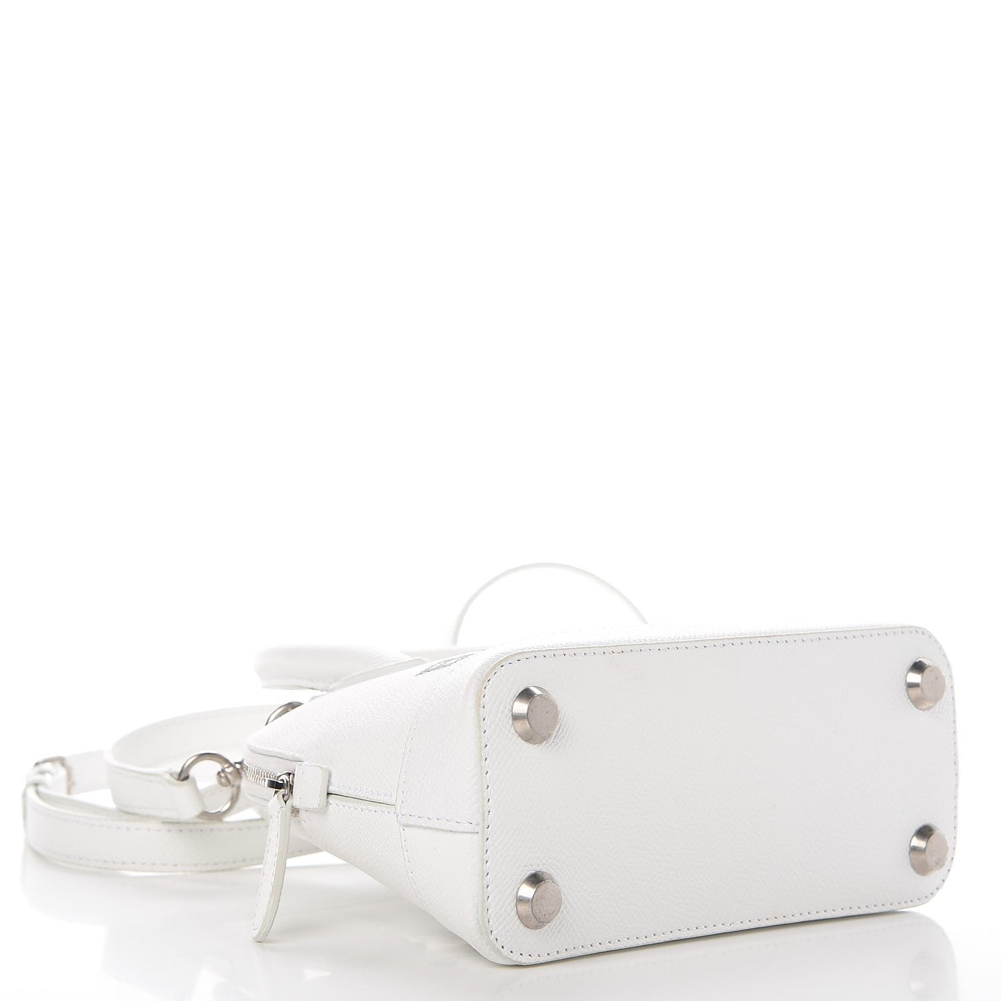 Grained Calfskin XXS Ville Top Handle Bag White Black