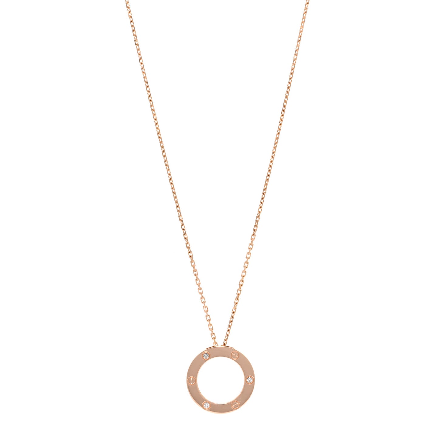 18K Pink Gold 3 Diamonds LOVE Pendant Necklace