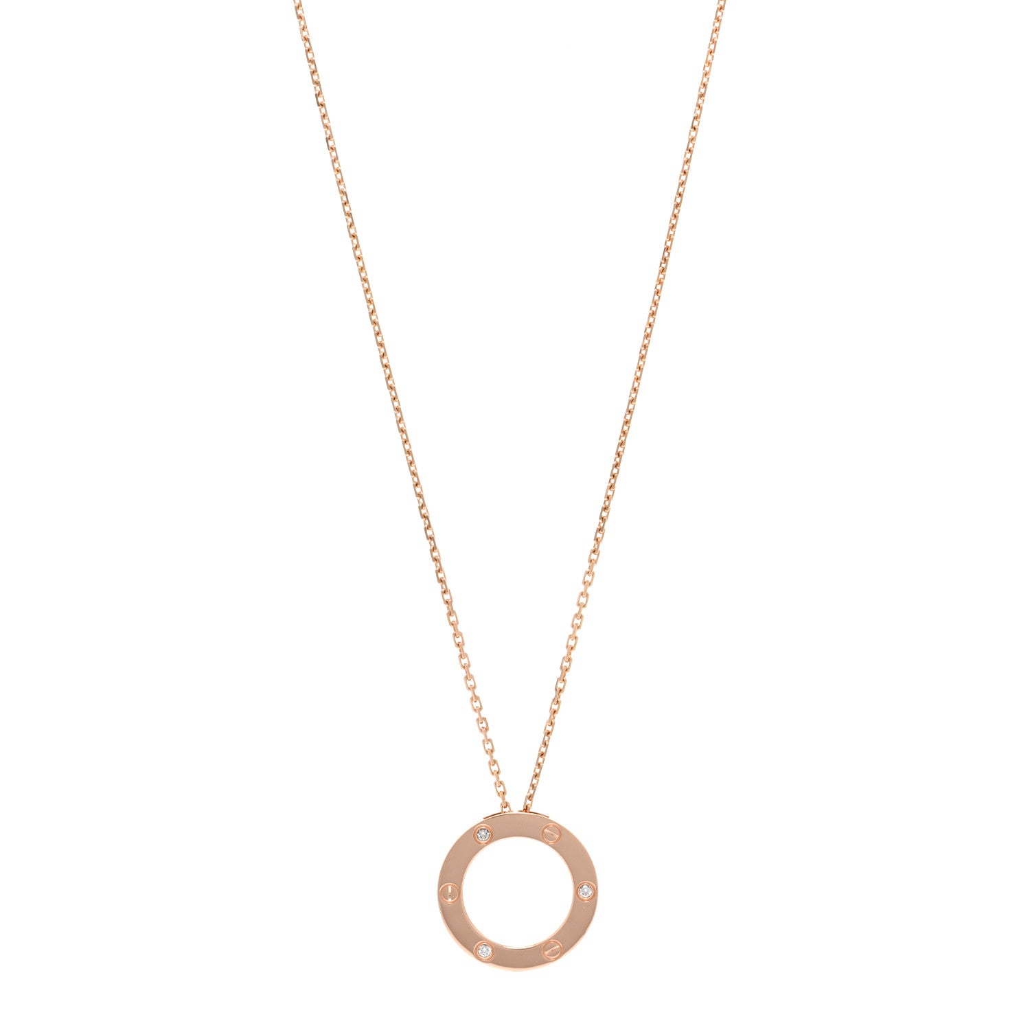 Cartier 18K Pink Gold 3 Diamonds LOVE Pendant Necklace 1 of 6