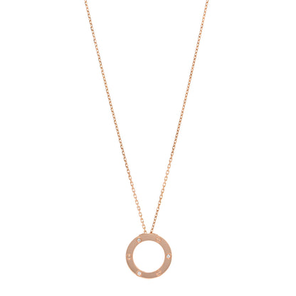 Cartier 18K Pink Gold 3 Diamonds LOVE Pendant Necklace 1 of 6