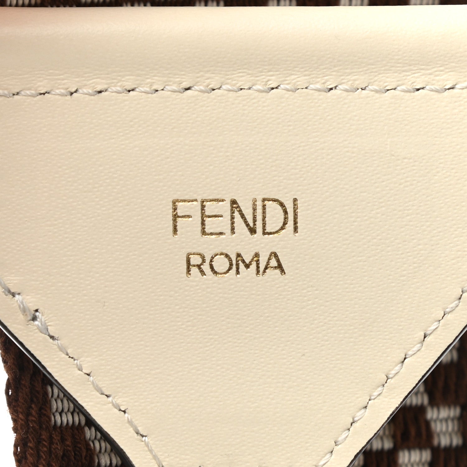Fendi Ribbon Vitello King Logo Embossed Gingham Woven Adjustable Strap You White Ice Ghianda Ice 3 of 4
