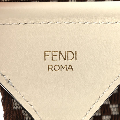 Fendi Ribbon Vitello King Logo Embossed Gingham Woven Adjustable Strap You White Ice Ghianda Ice 3 of 4