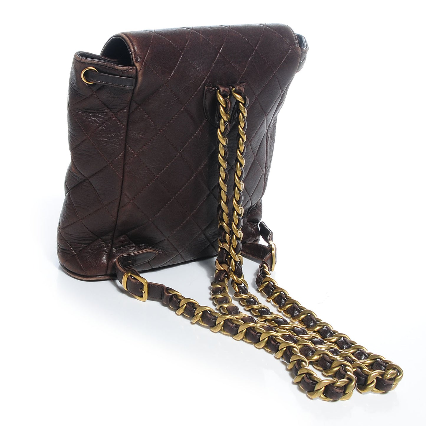 Lambskin Quilted Backpack Brown