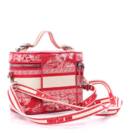 Christian Dior Canvas Embroidered Toile De Jouy Small Travel Vanity Case Fuchsia 2 of 6